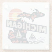 Michigan Retro Silhouette Glazen Onderzetter (Achterkant)