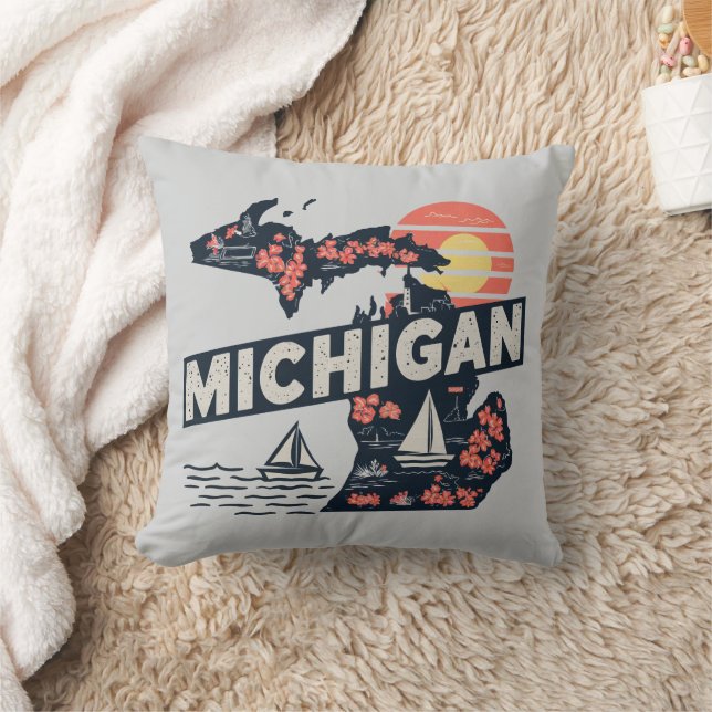 Michigan Retro Silhouette Kussen (Deken)