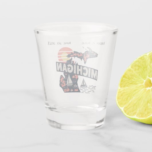 Michigan Retro Silhouette  Shot Glas (Achterkant)