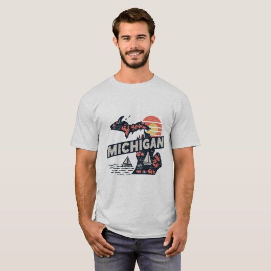 Michigan Retro Silhouette T-shirt (Voorkant volledig)