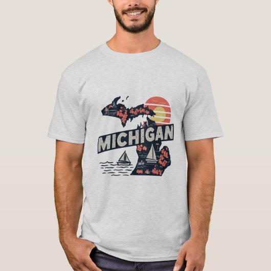 Michigan Retro Silhouette T-shirt (Voorkant)
