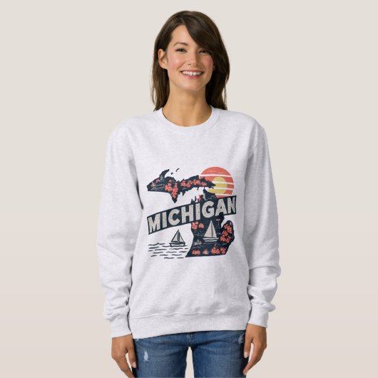 Michigan Retro Silhouette Trui (Voorkant volledig)