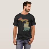 Michigan Retro Sunset State Map verhit T-shirt (Voorkant volledig)