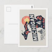 Michigan Retro Travel Design Iconische Verenigde S Briefkaart (Voorkant / Achterkant)