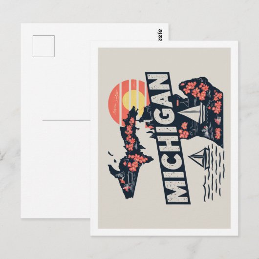 Michigan Retro Travel Design Iconische Verenigde S Briefkaart (Voorkant / Achterkant)