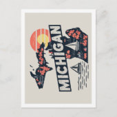 Michigan Retro Travel Design Iconische Verenigde S Briefkaart (Voorkant)
