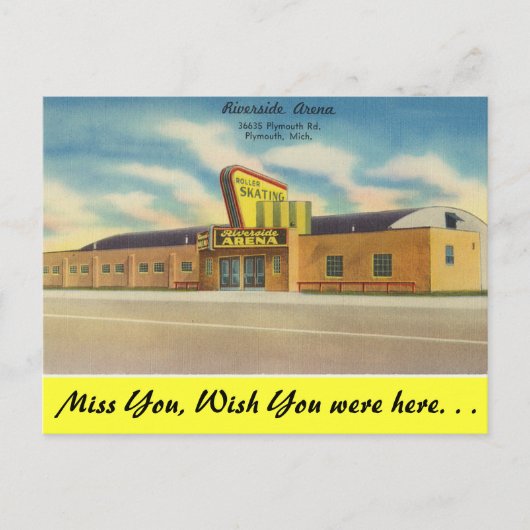 Michigan, Riverside Arena, Rollschaatsen Briefkaart (Voorkant)