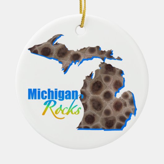 Michigan rocks | Patroon van petoespeelsteen Keramisch Ornament (Voorkant)