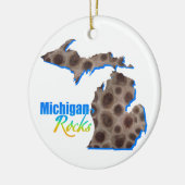 Michigan rocks | Patroon van petoespeelsteen Keramisch Ornament (Links)