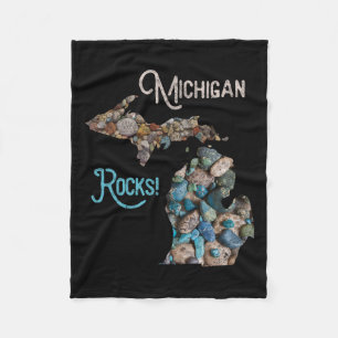 Michigan Rocks Petoskey Stone Hunting T-shirt Grea Fleece Deken