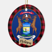 Michigan, Rode buffalo-pleister en Michigan-vlag Keramisch Ornament (Links)