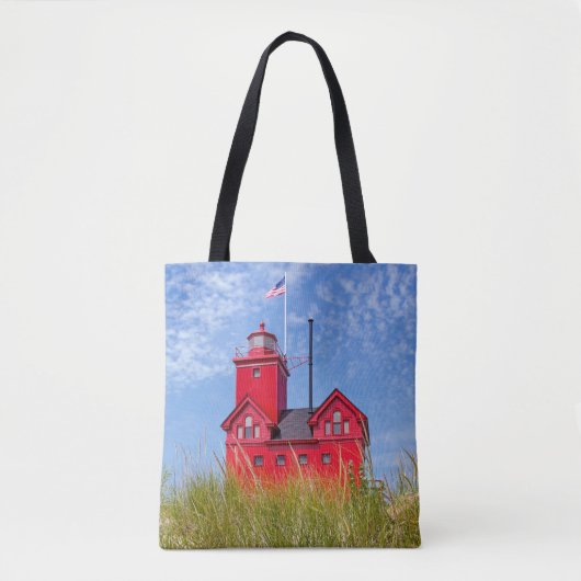 Michigan rode vuurtoren tote bag (Voorkant)