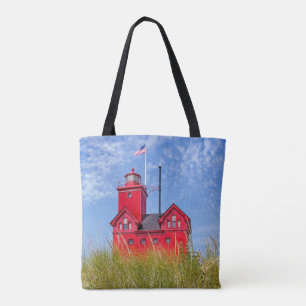 Michigan rode vuurtoren tote bag