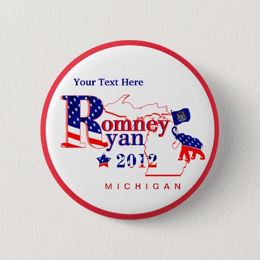Michigan Romney en Ryan 2012 Button - Pas 2 aan (Voorkant)