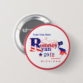 Michigan Romney en Ryan 2012 Button - Pas 2 aan (Voorkant /achterkant)