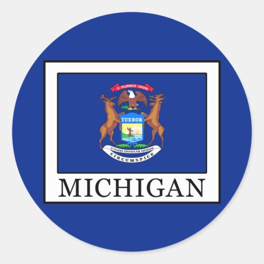 Michigan Ronde Sticker (Voorkant)