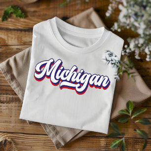 Michigan Rood Wit en Blauw  Script T-shirt
