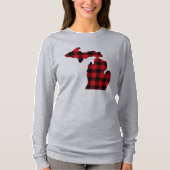 Michigan rood-zwart geruite kaart lange mouw T-shi T-shirt (Voorkant)