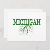 Michigan Rooted with Green Tree Roots Word Art Briefkaart (Voorkant / Achterkant)