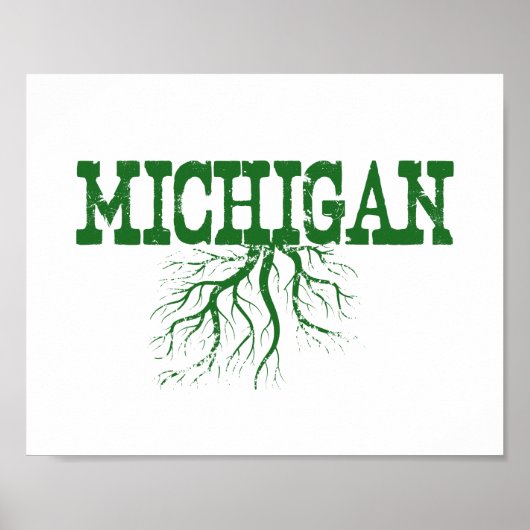 Michigan Roots Green Word Art Poster (Voorkant)