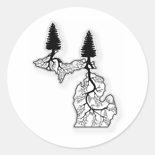 Michigan Roots Ronde Sticker (Voorkant)