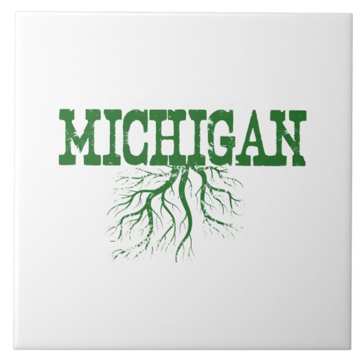 Michigan Roots Word Art keramisch teile Tegeltje (Voorkant)