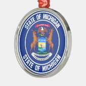 Michigan Round Emblem Metalen Ornament (Links)