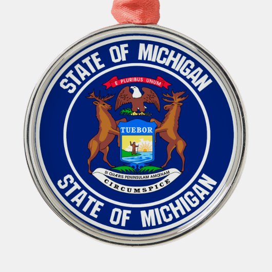 Michigan Round Emblem Metalen Ornament (Voorkant)