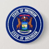 Michigan Round Emblem Ronde Button 7,6 Cm (Voorkant)