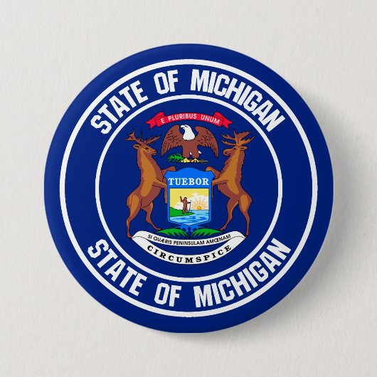 Michigan Round Emblem Ronde Button 7,6 Cm (Voorkant)