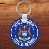 Michigan Round Emblem Sleutelhanger (Voorkant)