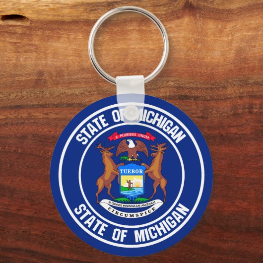 Michigan Round Emblem Sleutelhanger (Voorkant)