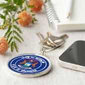 Michigan Round Emblem Sleutelhanger (Zijkant)
