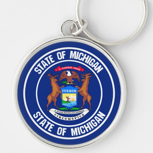 Michigan Round Emblem Sleutelhanger (Voorkant)
