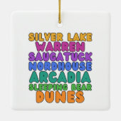 Michigan Sand Dunes Rainbow Bubble Letter Ornament (Achterkant)