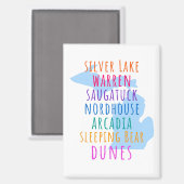 Michigan Sand Dunes Rainbow Text Magnet (Voorkant / Achterkant)