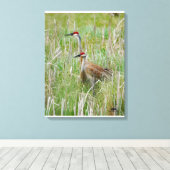 Michigan Sandhill Cranes Canvas Afdruk (Insitu (Houten vloer))