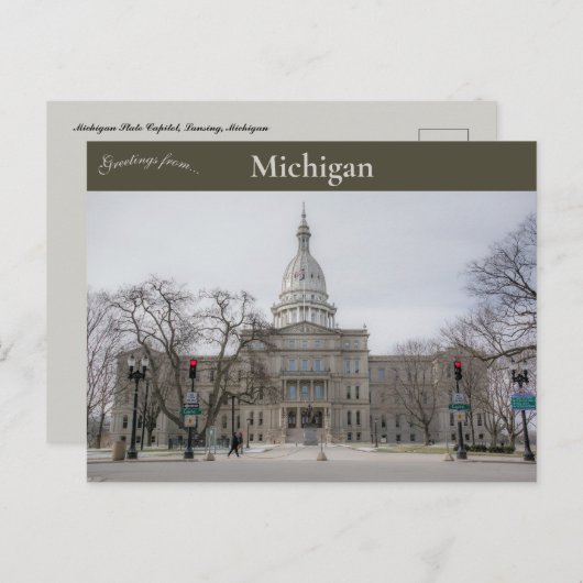 Michigan Sate Capitol Lansing Michigan Briefkaart (Voorkant / Achterkant)