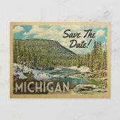 Michigan Save the Date Mountains River Snow Aankondigingskaart (Voorkant)