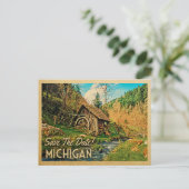 Michigan Save the Date Rustic Cabin Mill Bossen Aankondigingskaart (Staand voorkant)
