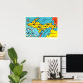 Michigan Schiereiland 16x24 Kaart Poster (Thuiskantoor)
