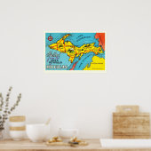 Michigan Schiereiland 16x24 Kaart Poster (Keuken)