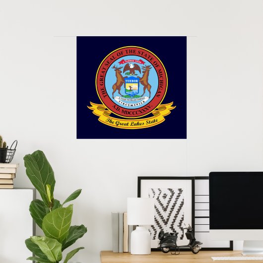 Michigan Seal Poster (Thuiskantoor)