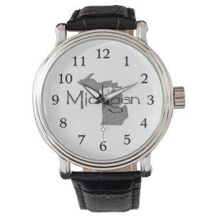 Michigan Shaped Gray Chalkboard Achtergrond Horloge