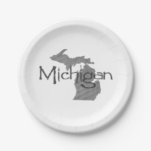 Michigan Shaped Gray Michigander Paper Party Papieren Bordje