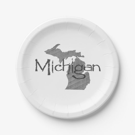 Michigan Shaped Gray Michigander Paper Party Papieren Bordje (Voorkant)