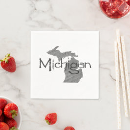 Michigan Shaped Gray Textured  Chalkboard Servetten