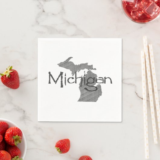 Michigan Shaped Gray Textured  Chalkboard Servetten (Insitu)