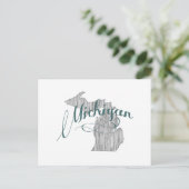 Michigan Shaped  Gray Typografie Name Briefkaart (Staand voorkant)
