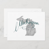 Michigan Shaped  Gray Typografie Name Briefkaart (Voorkant / Achterkant)